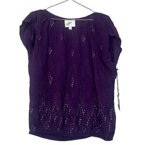 Nurture Plum Gathered Shoulder Blouse - Size Medium - NWT